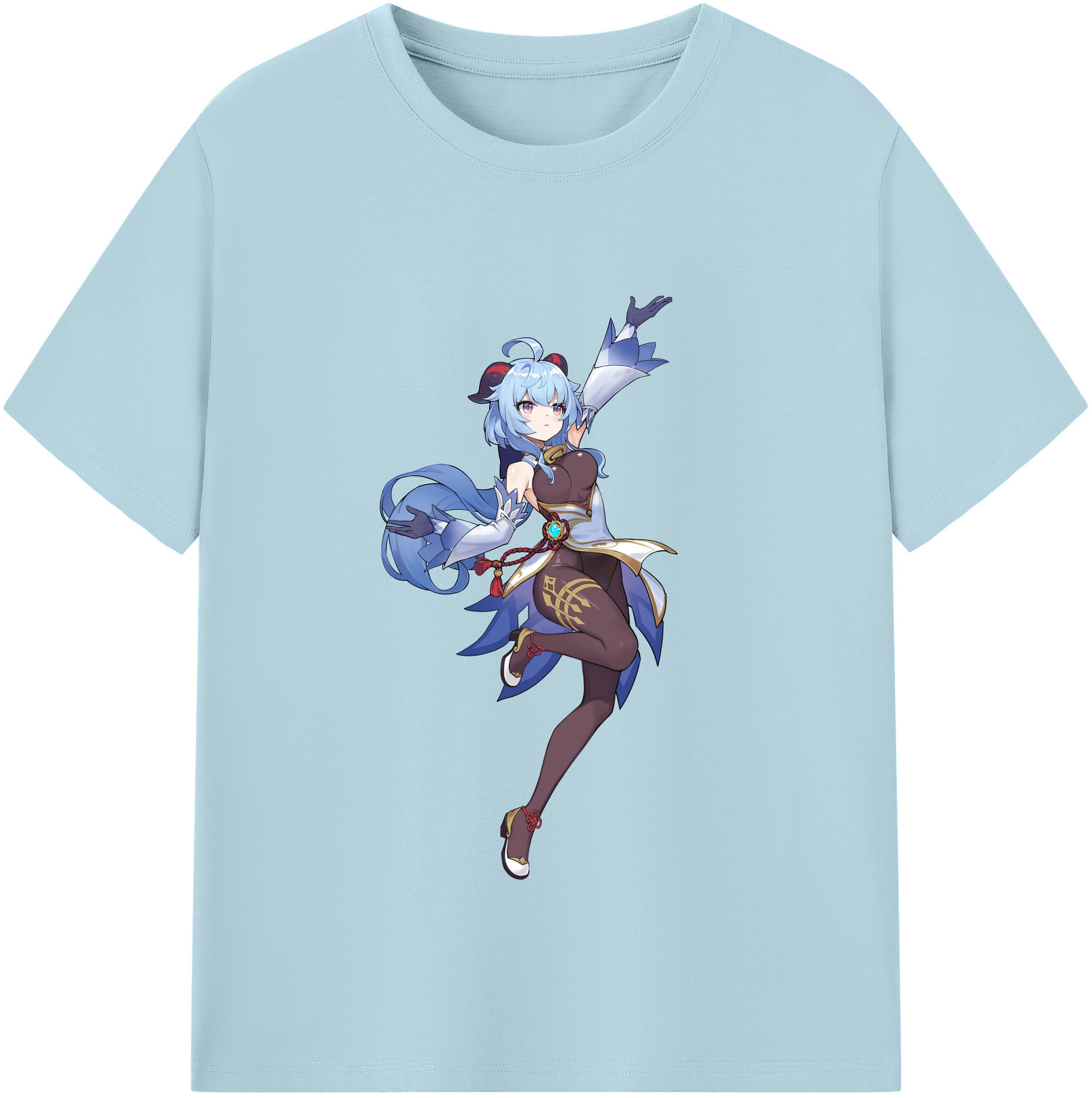 げんし神 甘雨 かんう genshin Ganyu 綿100％半袖Tシャツ（フロントプリント）
